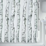 Spirella WOOD sprchový závěs motiv les 180 x 200 cm bílý / polyester
