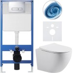 CERANO - Kompletní WC set Profi/Cesso - bílá lesklá - WC tlačítko Slim/Chrom - předstěnová instalace - 49x36 CER-8050BD89