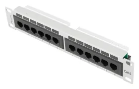 Lanberg Patch panel 10" šedý / Patch panel / 12 portů / 1U / Cat.6 UTP (PPU6-9012-S)