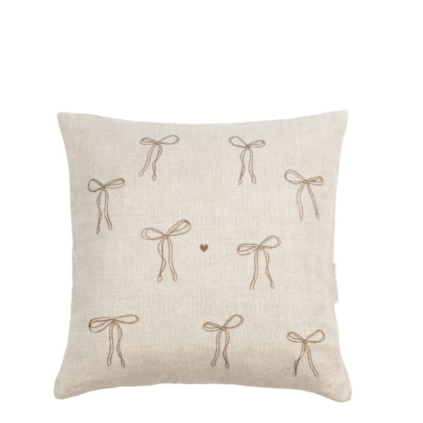 Bastion Collections Lněný povlak na polštář s výšivkou Bows 50 × 50 cm, přírodní barva, textil