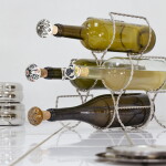 MADAM STOLTZ Kovový stojan na víno Steel, stříbrná barva, kov