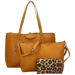 Módní dámský set koženkových kabelek Coveri Elisha, žlutý