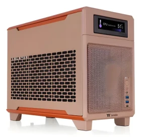 Thermaltake TR100 světle hnědá / Skříň / mini ITX / 2x USB-A / 1x USB-C / bez zdroje (CA-11A-00SGNN-00)