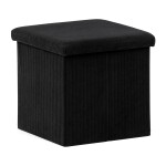 Taburet s úložným prostorem, černá manšestrová látka