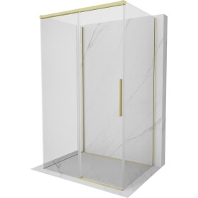MEXEN/S - Rox-3S sprchový kout 3 stěnný , posuvný 130 x 100, transparent, zlato kartáčovaná 8C2-130-100-55-00-3S
