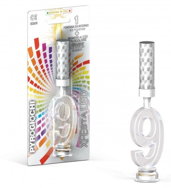 Dortová fontána + LED číslo 9 Pyrogiochi Dortová fontána + LED číslo 9 Pyrogiochi