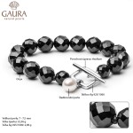 Náramek Ruzziera Black - onyx, sladkovodní perla, stříbro 925/1000, 19 cm Bílá