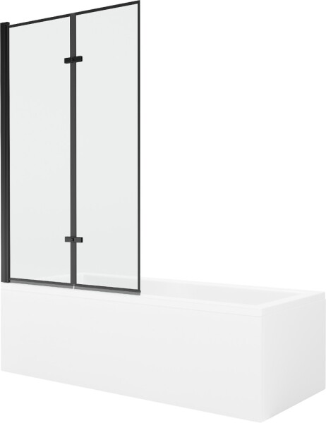 MEXEN/S - Cubik obdélníková vana 160 x 70 cm s panelem + vanová zástěna 100 cm, černá vzor 550316070X9210027070