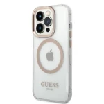 Pouzdro Guess Transparent MagSafe Kompatibilní iPhone 14 Pro Gold