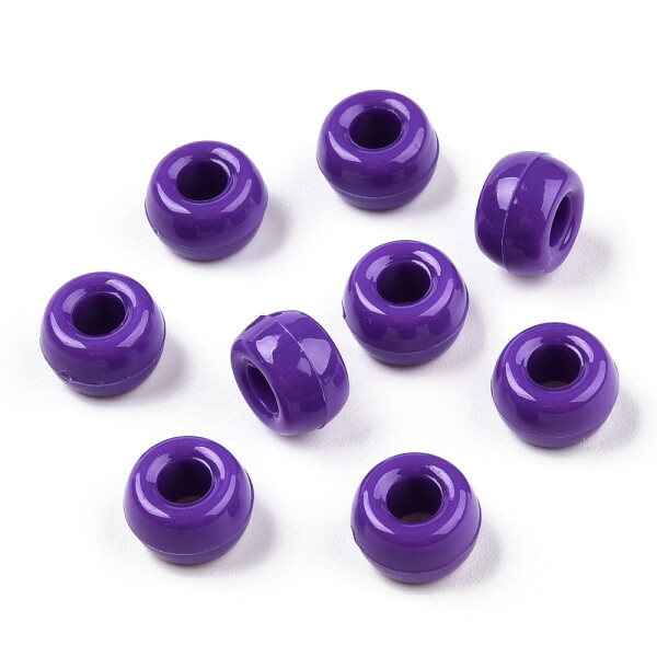 Akrylové korálky - pony beads - tmavě fialové - 6 x 9 mm - 10 ks