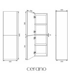 CERANO - Koupelnová vysoká skříňka Adele - TIP-ON otevírání - dub Cannolo Cremona - 45x120x33 CER-298067