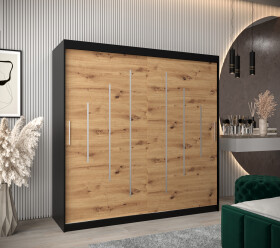 Šatní skříň Abi Y0 Barva korpusu: Černá, Rozměry: 200 cm, Dveře: Dub artisan