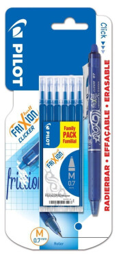 Pilot FriXion Clicker 0,7 + 6ks modrá náplň