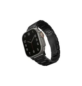 UNIQ Osta článkový ocelový řemínek pro Apple Watch 49 45 44 42 mm - MIDNIGHT (černá) (8886463684634)