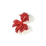 Brož Swarovski Elements Goldfish - malá rybka, Červená