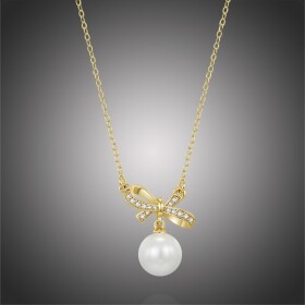 Stříbrný náhrdelník s pravou perlou, stříbro 925/1000, 42 cm + 3 cm (prodloužení) Bílá