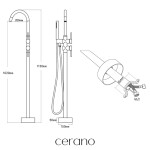 CERANO - Vanová baterie volně stojící Ottavia - černá matná CER-428806