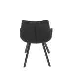 Židle jídelní, černá látka v dekoru broušené kůže, černý kov