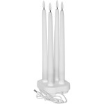STAR TRADING Dobíjecí LED svíčky Flamme – set 4 ks + dobíjecí stanice, bílá barva, plast
