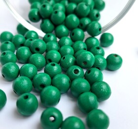Dřevěné korálky Detoa - tmavě zelené - ∅ 8 mm - 10 ks