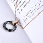 Ocelový náhrdelník se zirkony Catarin Black Gold - keramika, Zlatá 40 cm + 5 cm (prodloužení)