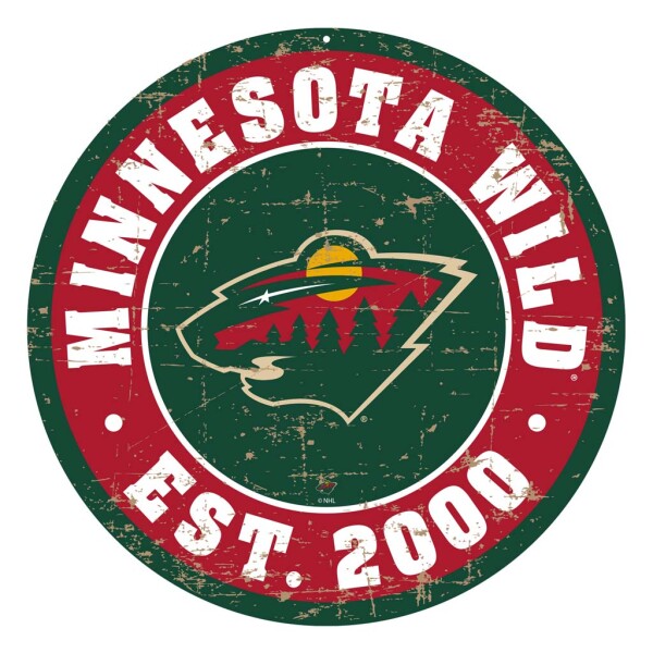 Mustang Cedule Minnesota Wild NHL 22" Round Distressed Logo