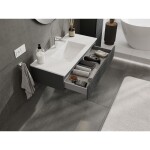 MEXEN/S - Rivel koupelnová skříňka 100 cm s umyvadlem Otis, 1 šuplík, reliéf , grafit mat/bílá mat 91A20-10023-1-BF66-W18M01