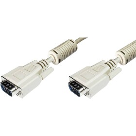 Digitus VGA kabel VGA pólové Zástrčka, VGA pólové Zástrčka 5.00 m šedá AK-310103-050-E lze šroubovat, s feritovým jádrem VGA kabel