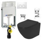 GEBERIT KOMBIFIXBasic vč. bílého tlačítka DELTA 21 + WC REA CARLO MINI RIMLESS ČIERNY MAT + SEDADLO 110.100.00.1 21BI MM1