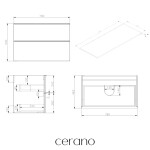 CERANO - Koupelnová skříňka Velora - dub medový, úchytka zlatá + deska z lit. mramoru Elanys - 12 mm - bílá matná - 80x54,2x46,5 CER-679465