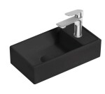 Kielle - Arkas I Umývátko 42x23 cm, bez přepadu, 1 otvor pro baterii vpravo, matná černá 30611404R