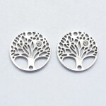 Mezidíl z nerezové oceli s kubickým zirkonem - různá provedení - strom života - 15 x 15 x 2 mm - 1 ks Barva: Zlatá