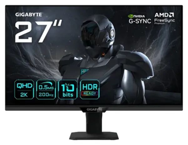 27" GIGABYTE G27Q20T černá / Monitor / SS-IPS / QHD 2560×1440 / 200 Hz / 0,5 ms / 2× HDMI + DP (G27Q20T EK)