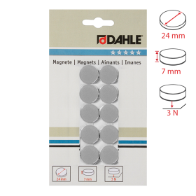 Dahle magnet plánovací, Ø 24 mm, 3 N, 10 ks, šedý