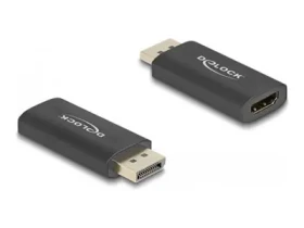 DeLock adaptér aktivní DisplayPort 1.4 na HDMI černý / Redukce / 8K / HDR / HDCP / hliníkové pouzdro (61055)