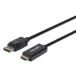Manhattan DisplayPort - HDMI černá / Propojovací kabel / DP 1.2 / 4K 60Hz / 1,8 m (153201)