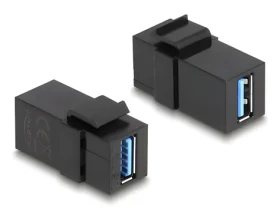 DeLock Keystone modul USB 3.0 A - USB 3.0 A černá / Redukce / samice/samice / plochý / 2 ks (87831)