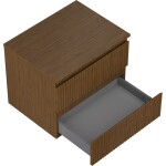 MEXEN/S - Rivel koupelnová skříňka pod umyvadlo 60 cm s deskou, 2 zásuvky, reliéf , ořech 91A20-06047-2-BFFC86