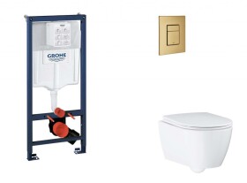 GROHE - Rapid SL Set předstěnové instalace, klozetu, sedátka SoftClose a tlačítka Skate Cosmopolitan, kartáčovaný Cool Sunrise SANI11BB4136