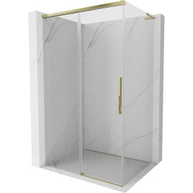 MEXEN/S - Rox L sprchový kout posuvný 90 x 75, transparent, zlato 8C2L-090-075-50-00