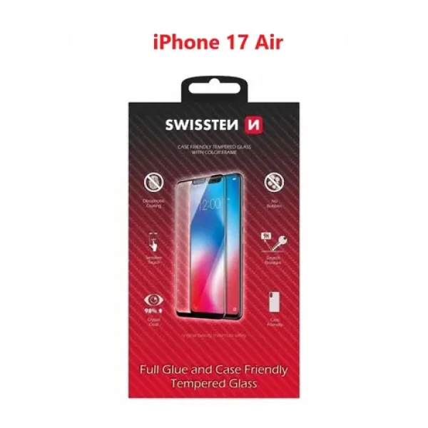 SWISSTEN FULL GLUE COLOR FRAME CASE FRIENDLY sklo pro Apple iPhone Air černá (54501882)