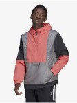 Růžovo-šedá pánská lehká bunda kapucí adidas Originals Pánské