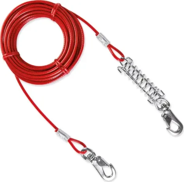 Trixie Bezpečnostní lano na výběh 8 m červené / Vodítko / Kov, plast / Do 50 kg
