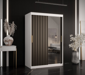 Šatní skříň Abi Riflo Wave 2 Barva korpusu: Bílá, Rozměry: 120 cm, Dveře: Černá se zrcadlem