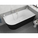 MEXEN/S - Silo volně stojící rohová vana pravá reliéf 170 x 80, bílá/černá, sifon a přepad nikl kartáčovaný 52891708075P-97