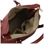 Luxusní dámská kožená kabelka na rameno Florentina, tmavě červená