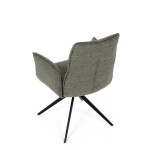 Židle jídelní, zelená látka, 360° vratný mechanismus, černý kov