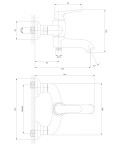 OMNIRES - ART DECO vanová baterie se sprchovou soupravou, měď kartáčovaná AD5131ORB