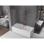 MEXEN/S - Velar L dvoukřídlá posuvná vanová zástěna 110 x 150, dekor, měď kartáčovaná 896-110-003-31-65