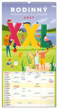 NOTIQUE Nástěnný kalendář Rodinný plánovací XXL 2027 / Nástěnný kalendář / rodinný / 33 × 64 cm